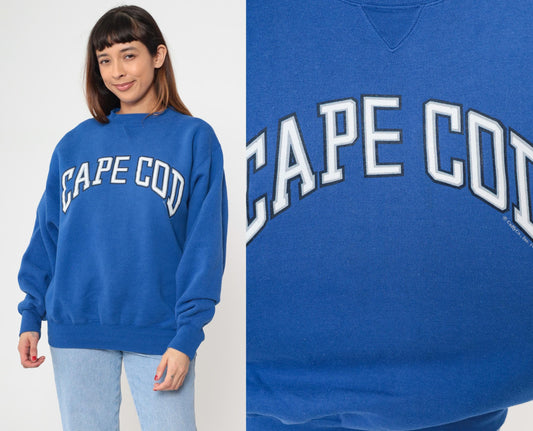 90s Cape Cod Sweatshirt Royal Blue Collegiate Crewneck Cotton Pullover Extra Large XL