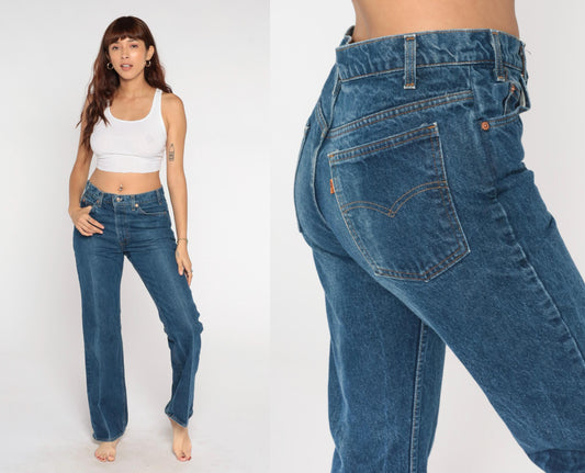 80s Levi's High Rise Straight Leg Jeans Blue Denim 32x32 Medium