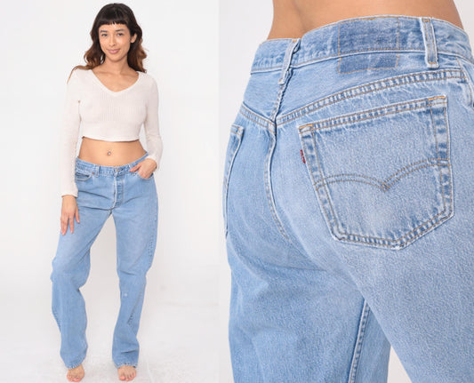 90s Levi's Light Wash High Waist Straight Leg Jeans Cotton Denim W34 L34