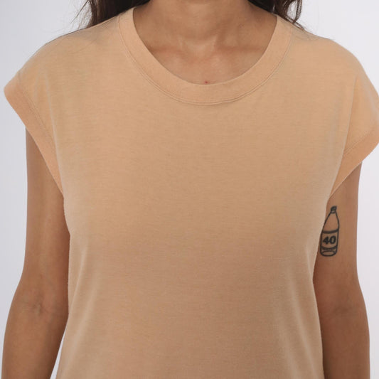 90s Coronet Casuals Tan Cap Sleeve T-Shirt Crew Neck Extra Large XL