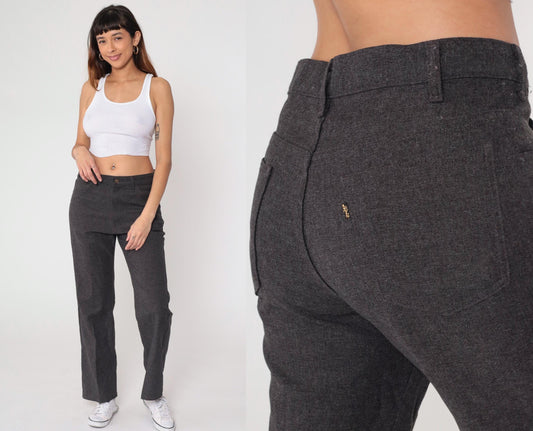 70s Levi's Charcoal Grey Straight Leg Trousers Men's W34 L29