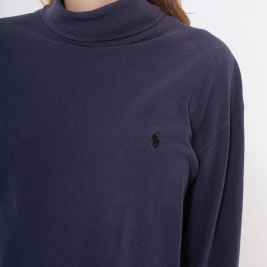 90s Polo Ralph Lauren Purple Turtleneck Cotton Long Sleeve Large L