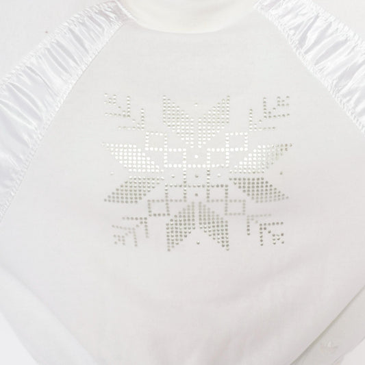 90s Adidas White Rhinestone Snowflake Sweatshirt Satin Panel Medium M