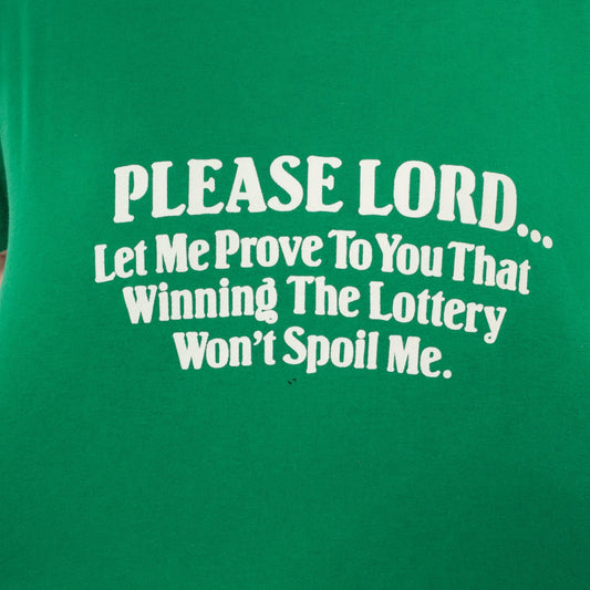 80s Kelly Green Lottery Prayer Graphic Tee Cotton Large L