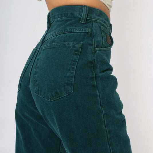 Y2K Wrangler High-Waist Straight Leg Jeans Forest Green Cotton Small