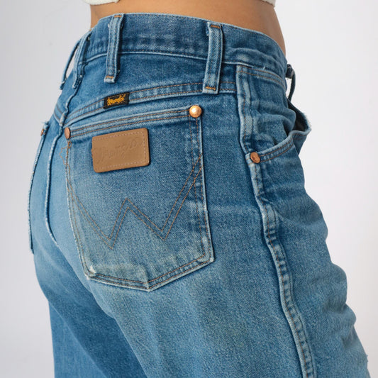 00s Wrangler Distressed Jeans Light Blue Denim Straight Leg Mens 33 Waist