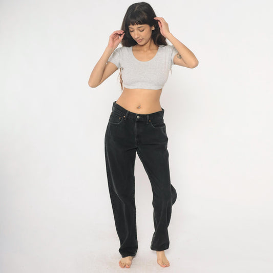 Levi's 550 Black Denim Jeans Y2K Relaxed Fit High Rise 33x34
