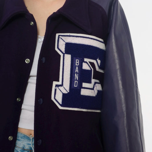 Y2K Neff Purple Varsity Jacket Wool Leather Sleeves Letterman XXL