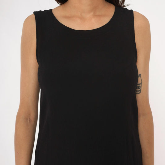 90s Black Maxi Dress Valerie Stevens Petites Sleeveless Column Medium
