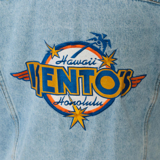 90s Kento's Hawaii Honolulu Light Wash Denim Jacket Embroidered Medium M