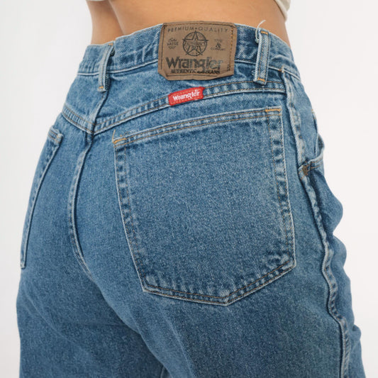 90s Wrangler High-Rise Straight Leg Jeans Medium Blue Denim 32W 30L