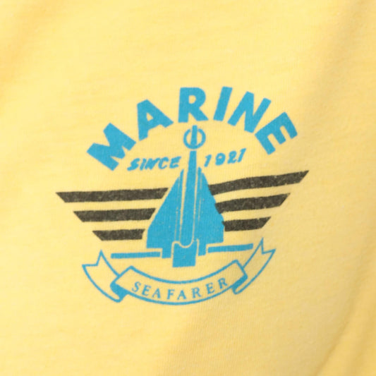 80s Yellow Polo Shirt Marine Seafarer Sailboat Graphic Collared Medium