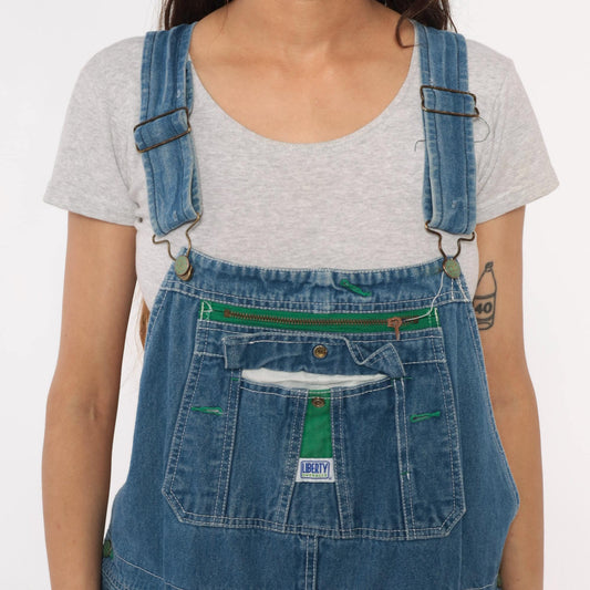 90s Liberty Overalls Medium Wash Denim Unisex Workwear Large L