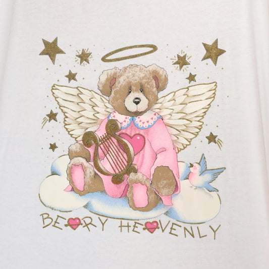 90s Oneita Beary Heavenly Angel Teddy Bear Graphic Tee White Plus Size XXL