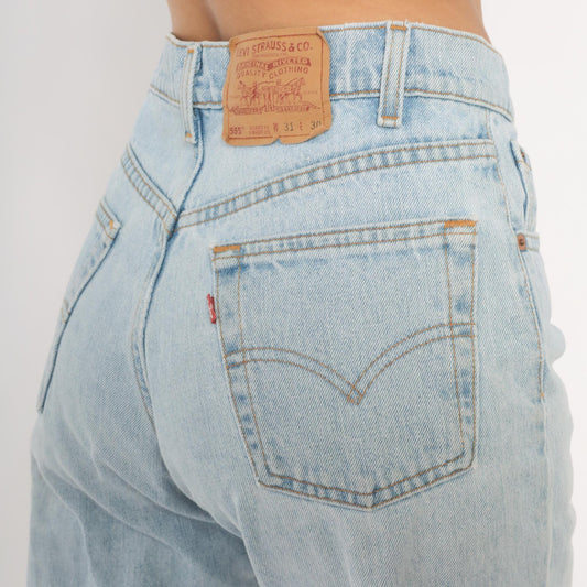 90s Levi's 555 Light Wash High Waisted Straight Leg Jeans 31 30