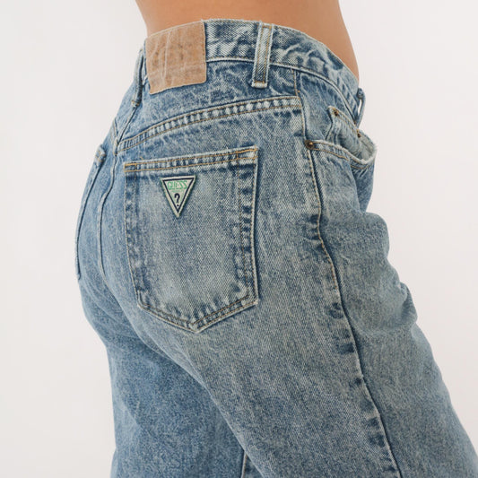 90s Georges Marciano Guess Acid Wash High Waisted Mom Jeans Blue 34