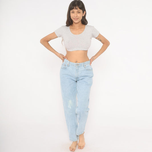 Levi's 550 Mom Jeans Light Wash High Waisted Tapered Leg 90s Cotton 31