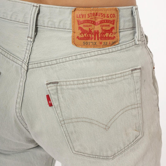 Levi's 501 2000s Light Grey Straight Leg High Rise Jeans W30