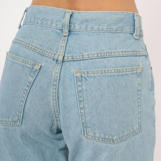 LL Bean Light Wash Denim Cutoff Shorts High Waist Bermuda Blue Medium M