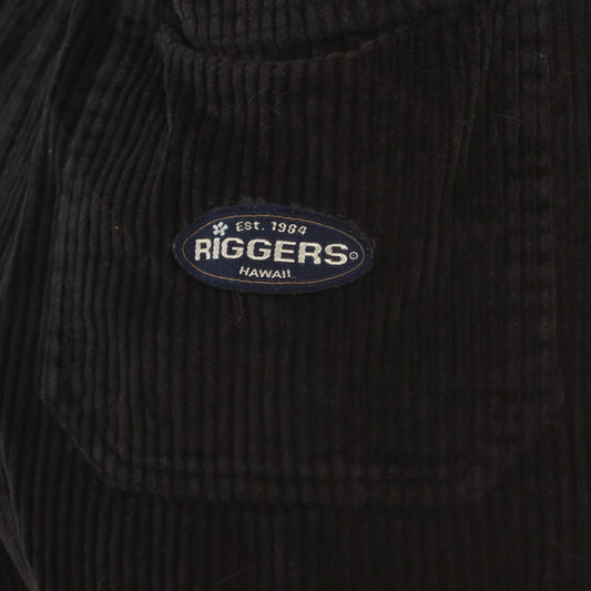 90s Riggers Hawaii Black Corduroy Shorts High-Waist Relaxed Fit Extra Small XS
