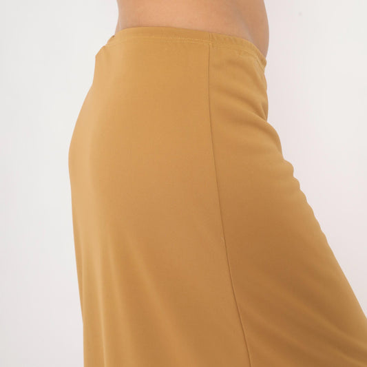 2000s Baby 0 Camel Maxi Skirt Tan A-Line Low Rise Elastic Waist Medium