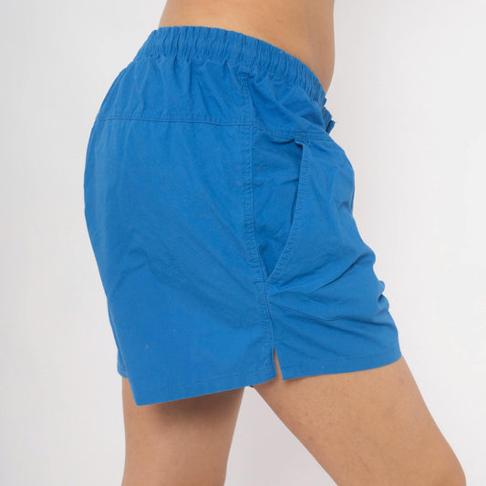 90s Crew Royal Blue Swim Trunks Cotton Elastic Waist Shorts Large L