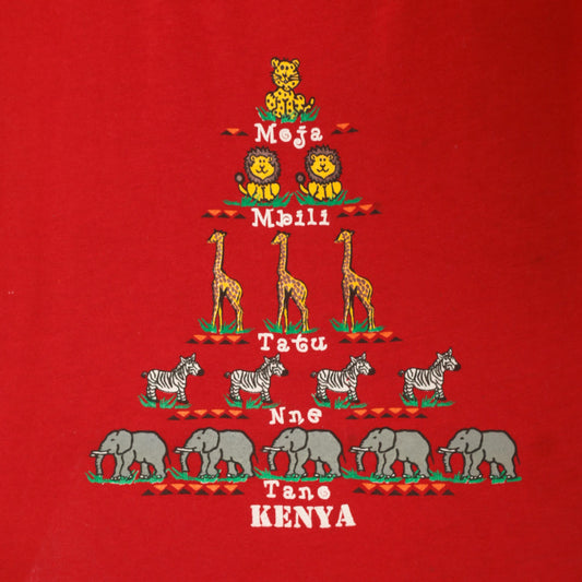 2000s Kenya Safari Animal Crop Tank Red Cotton Swahili Graphic XS