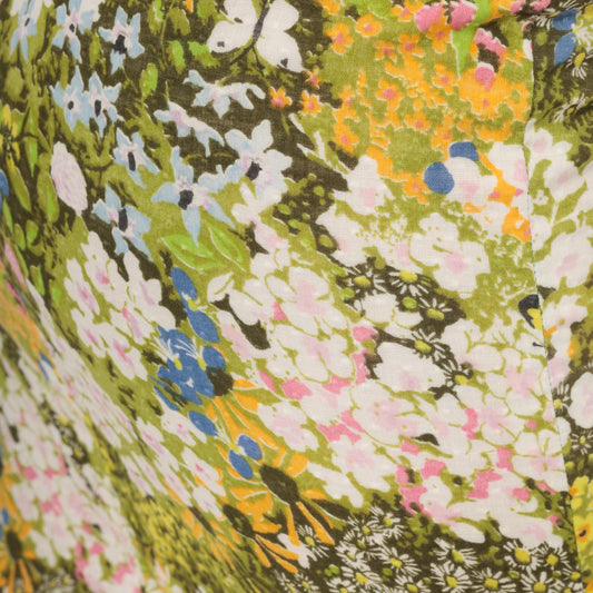 70s Wildflower Garden Pencil Skirt Green Floral Butterfly Print Knee Length Small