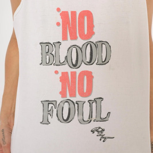 90s TNT No Blood No Foul Basketball Graphic Tank Top White Cotton Large L