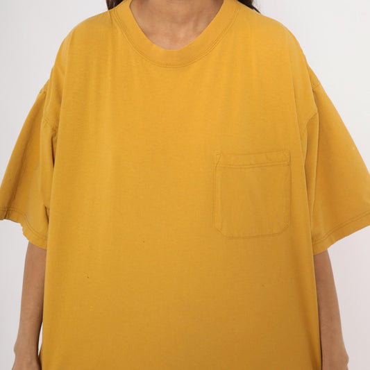 2000s American Eagle Mustard Pocket Tee Cotton Boxy Crew Large L