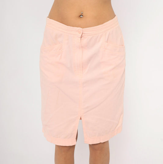 90s Wyndham Sport Blush Pink Pencil Skirt Cotton Knee-Length Small S