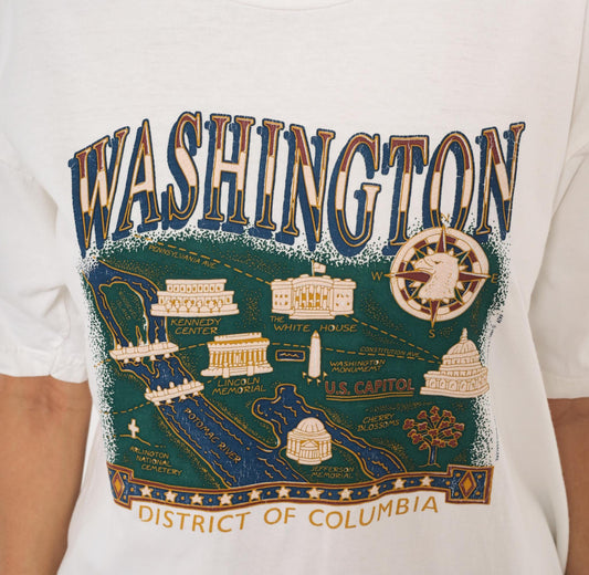 90s Champ Washington DC Map Graphic Tee White Cotton Large L