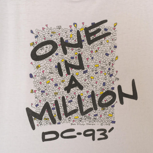 90s Oneita One In A Million DC 93 Crowd Graphic Tee White Cotton Extra Large XL