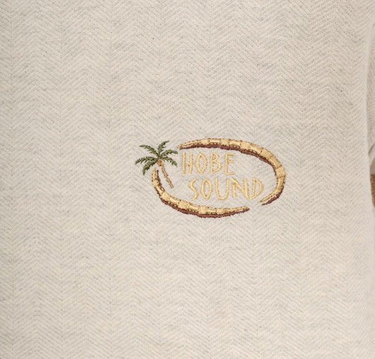90s King Cotton Hobe Sound Palm Tree Embroidered Tee Oatmeal Medium