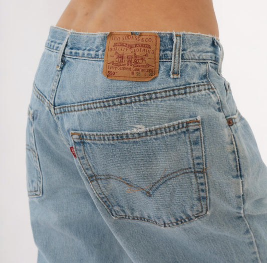 Levi's 550 Light Stonewash Denim Jeans 90s Relaxed Straight Leg High Waist 38x32