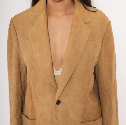 70s Reed Sportswear Suede Blazer Tan Notched Lapel Sport Coat Small S