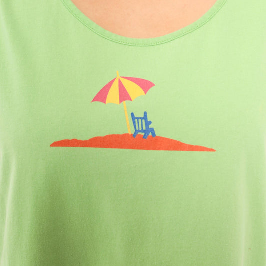 90s Jennifer Moore Beach Umbrella Tank Dress Sage Green Cotton Large L