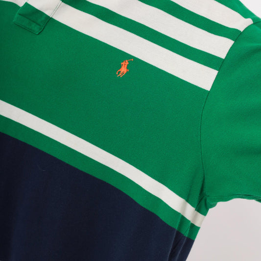 Polo Ralph Lauren Green Striped Rugby Polo Colorblock Navy XXL