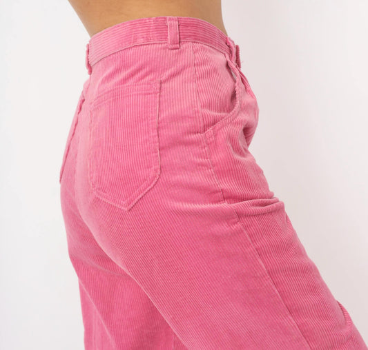 90s Sears Pretty Plus Pink Corduroy Tapered Trousers High Waist Pleated Small