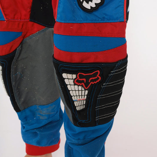 90s Fox Racing Motocross Pants Blue Red Black Colour-Block MX Trousers Large