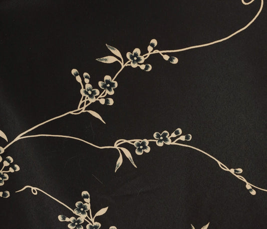 90s Studio C Cherry Blossom Maxi Skirt Black Tan Floral Elastic Waist Extra Large
