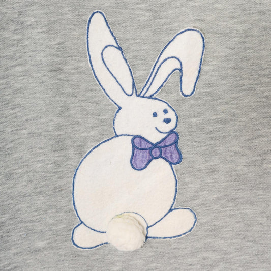 80s Kimberly Laine Bunny Applique Nightgown Grey Blue Colorblock Midi Large L