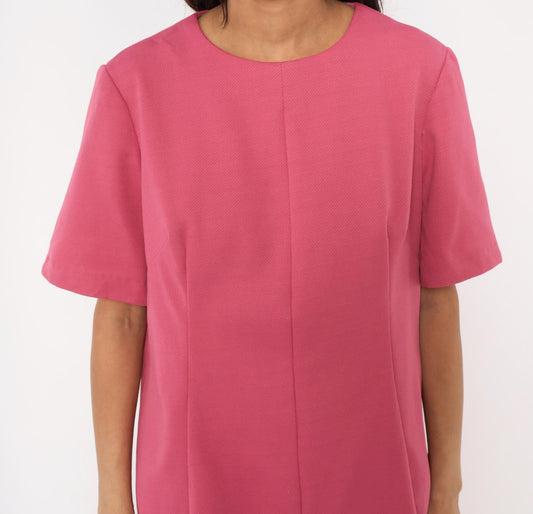 60s Pink Shift Dress A-Line Mini Scoop Neckline Short Sleeve Extra Large