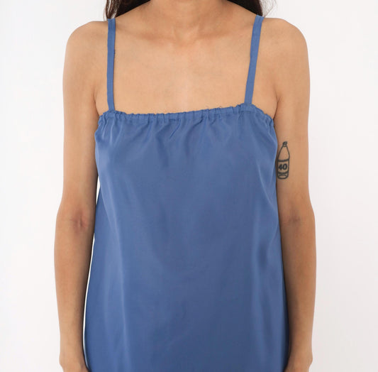 80s Periwinkle Blue Slip Dress Spaghetti Strap Knee-Length Cami Small
