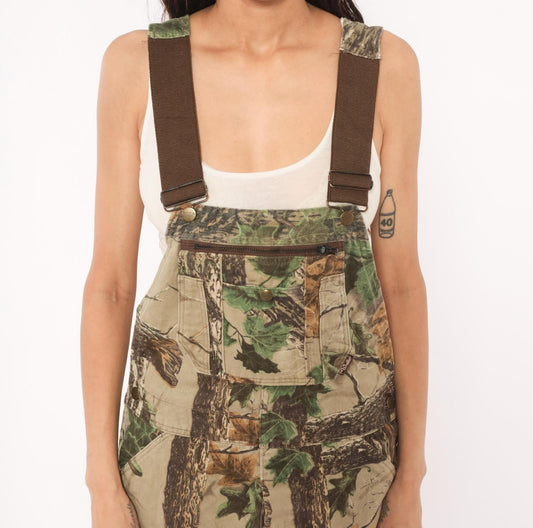 90s Realtree Camo Bib Overalls Walls Woodland Tree Leaf Cotton 34x32