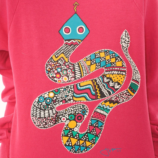 90s National Screenprint Snake Tribal Sweatshirt Hot Pink Raglan Large