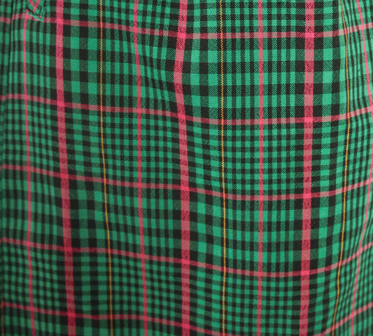 90s Green Plaid Bermuda Shorts High Rise Pleated Tartan Pink Preppy Medium