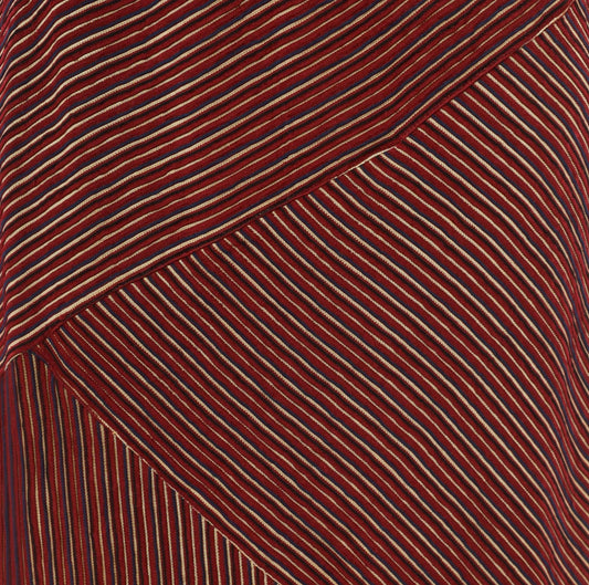 80s Gail Morgado Burgundy Pinstripe Midi Skirt Chevron Panel Small