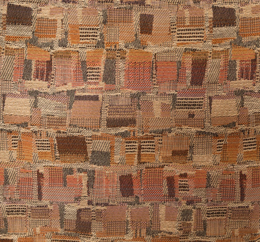 80s Geometric Patchwork Tapestry Pencil Skirt Tan Brown Rose Medium