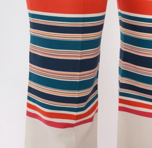 70s A.Stopper Sport Striped Flare Pants High Waist Bell Bottom Small S